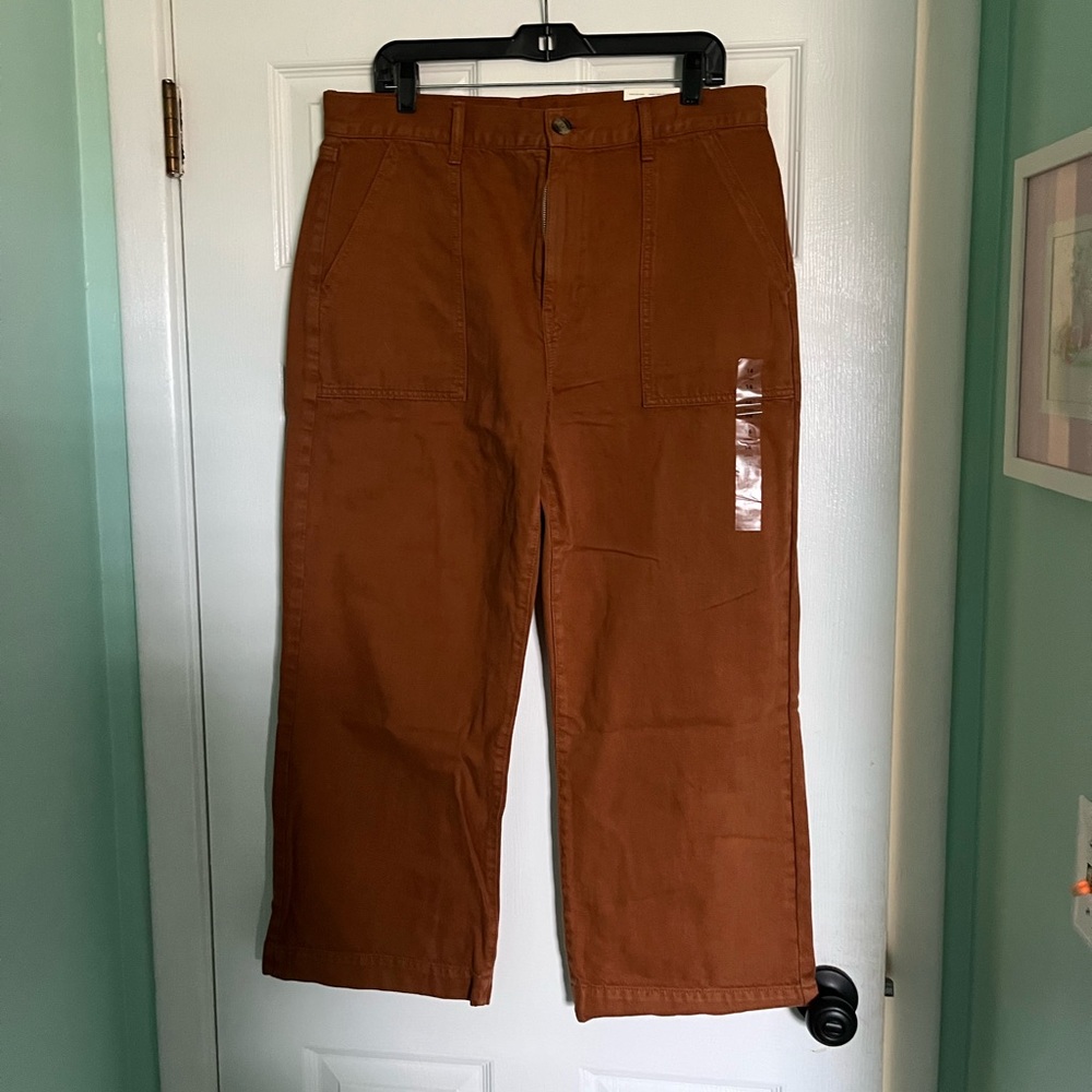 American Eagle Rust wide leg crop jeans boho